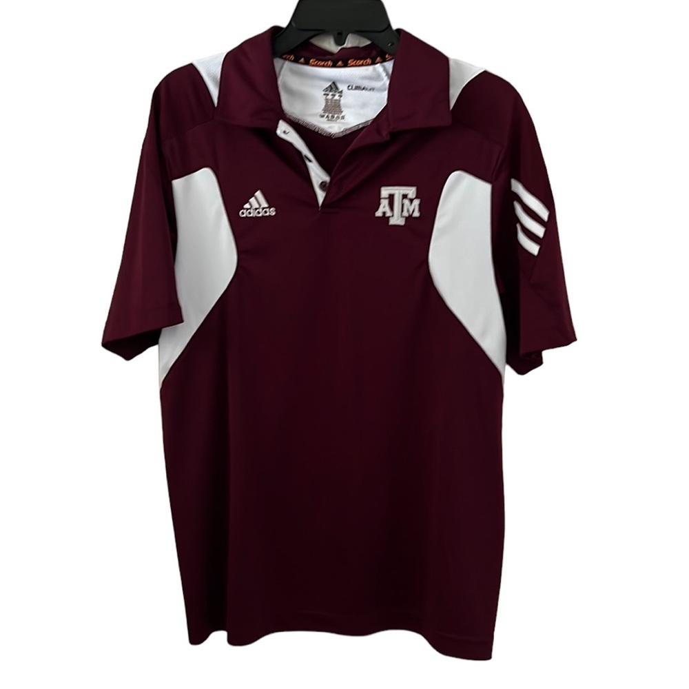 Texas A&M Adidas polo shirt. Maroon white. Size S EUC.